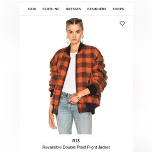 R13 reversible double plaid flight jacket